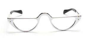 Half moon reading glasses made of silver in silver with straight temples