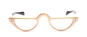 Half moon reading glasses in matt gold with straight temple tips