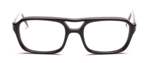Vintage Herrenbrille mit Doppelsteg aus den frühen 70er Jahren in Schwarz mit Transparent-Schwarzen Bügeln