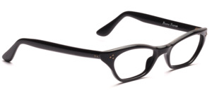 Sixties eyeglasses in black cat eye shape with decorative rivets on the middle part