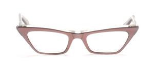 Original 60s Cat Eye glasses for women in light brown with silvery inside