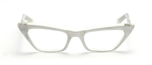 Original 60s Cat Eye Glasses for Women in Transparent with a pearl white finish