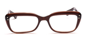 Simple acetate glasses from the 70s for ladies and gentlemen in transparent dark brown with star-shaped decorative rivets