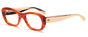 Beautiful brown mastered acetate frame with golden hammered metal straps