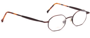 Dark brown angular metal frame with slightly wider perforated straps