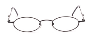 Black oval metal frame with slightly flared jaws