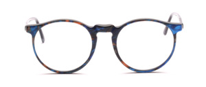 Panto Frame with keyhole bridge in acetate patterned in blue-brown