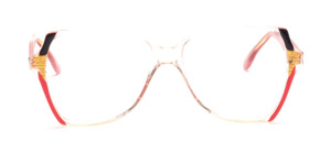 Oversize ladies' Frame of the 80s in crystal, red and black with gold metal decor