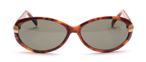 Women's sunglasses in Havana brown with matt golden metal parts on the side