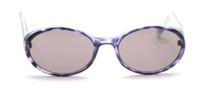 Oval sunglasses in shades of blue with light blue temples