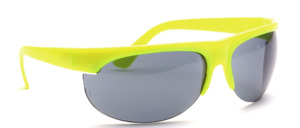 Half rimless sunglasses in neon yellow with gray discs