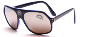 Sporty sunglasses from the 80s made of 4 layers of acetate with gray silver mirrored lenses