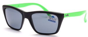 Matt black nylon sunglasses from the 80s by bollé with neon green temples and gray discs