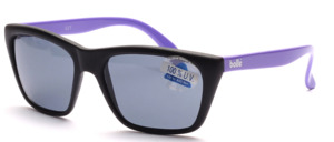 Matt black nylon sunglasses from the 80s by bollé with purple temples and gray discs