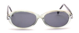 Silver oval silver ladies' glasses with silver metal trim and black temples
