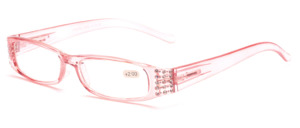 Rosa Transparente Fertigbrille mit Strassdekor und Flexscharnier