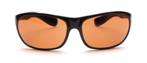 Black nylon sunglasses with brown discs