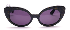 1990's dark blue cat eye sunglasses from the 90s - gold marbled and ironing at the top