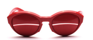 Cool sunglasses from the 1980s in red with a slot in the style of Courreges