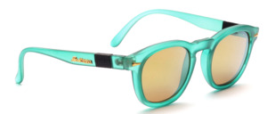 Matt green kappa sunglasses in classic sporty shape with light brown, gold mirrored lenses