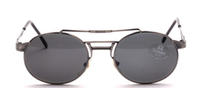 Oval sunglasses in antique silver with an unusual double bridge