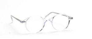 Transparent acetate frame in pantoform with 2 silver decorative studs on the front