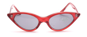 Retro Cat Eye Glasses in Red with Gray Discs