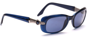 High-quality, beautifully processed sun <br />
Glasses in dark blue Transparent with silver stirrup stops