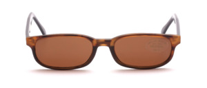Brown shimmering sunglasses with attached straps on top