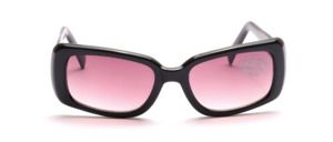 Women's Plastic Sunglasses in Black with Pink Gradient Slices