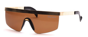 Rimless sunglasses with matte gold metal upper bars