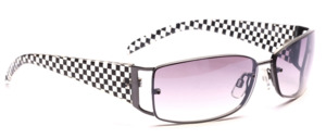 Metal sunglasses in gray gray with ironing in checkerboard pattern