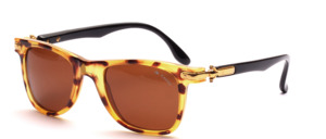 Elegant ladies sunglasses in the current style with gold jewelery and black temples