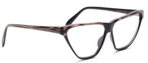 Large vintage cat eye glasses from the 80s in black with brown and silver at the top of the frame and the hangers