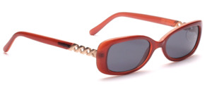 Reddish sunglasses with beautiful metal details on the temple