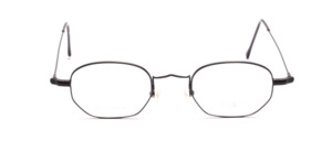 Stainless steel frame in black in slightly worn shape with a pointed nose bridge