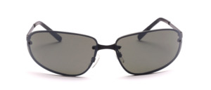 Sporty sunglasses in black metal with green discs