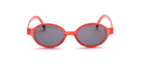 Oval kids sunglasses in red with gray lenses