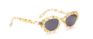 Oval children's sunglasses in transparent with painted sunflowers