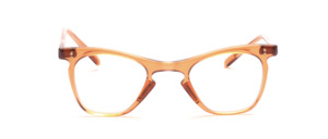 1940s cellulose acetate frame in transparent brown, light cat eye shape with temples attached at the top