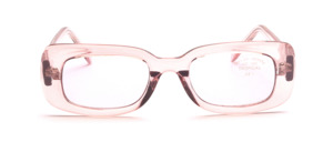 Transparent pink sunglasses with pink discs