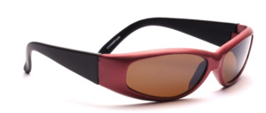 Sport Sonnenbrille in mattiertem Rot mit schwarzen Bügeln