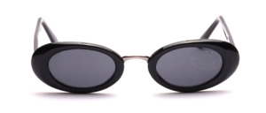 Black sunglasses in oval with silver nose bridge