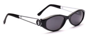 Black butterfly sunglasses with silver metal strap