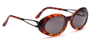 Oval sunglasses in Havana brown with metal temples in antique silver