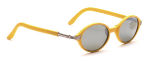 Yellow oval sunglasses with gray silver mirrored lenses by Tropical