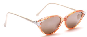Ladies sunglasses in Orange Transparent with brown slightly silver mirrored lenses