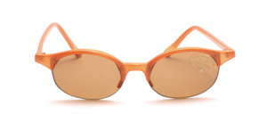 Half-rim plastic sunglasses in orange with brown discs