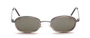 Blue metal sunglasses with transparent whitish inner edge