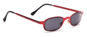 Small metal sunglasses in red with gray discs